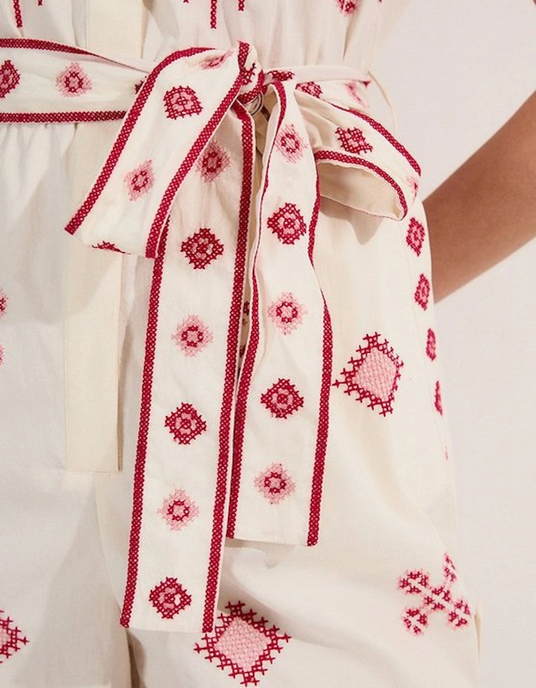 Petite Cotton Embroidered Woven Playsuit