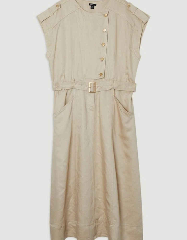 Plus Size Soft Twill Relaxed Midi Dress