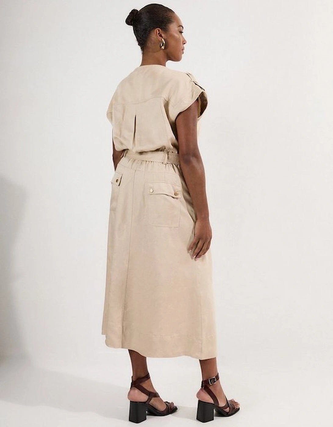 Plus Size Soft Twill Relaxed Midi Dress