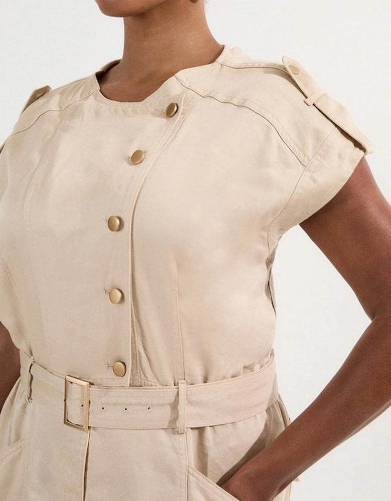 Plus Size Soft Twill Relaxed Midi Dress