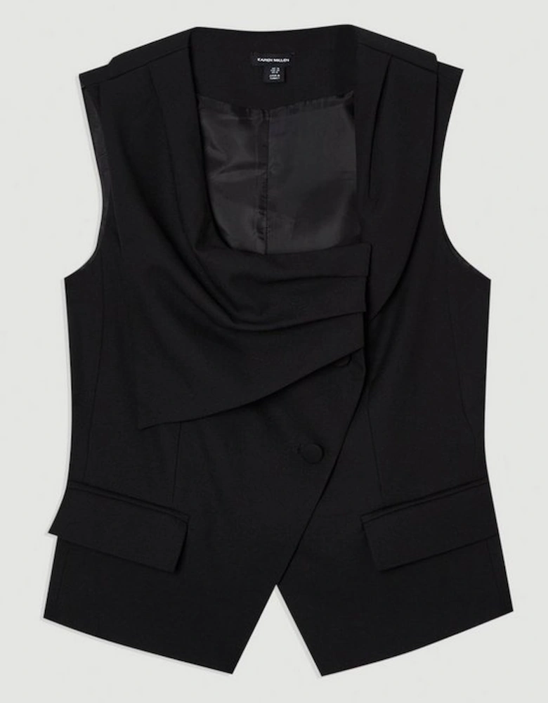 Tailored Drape Detail Sleeveless Jacket
