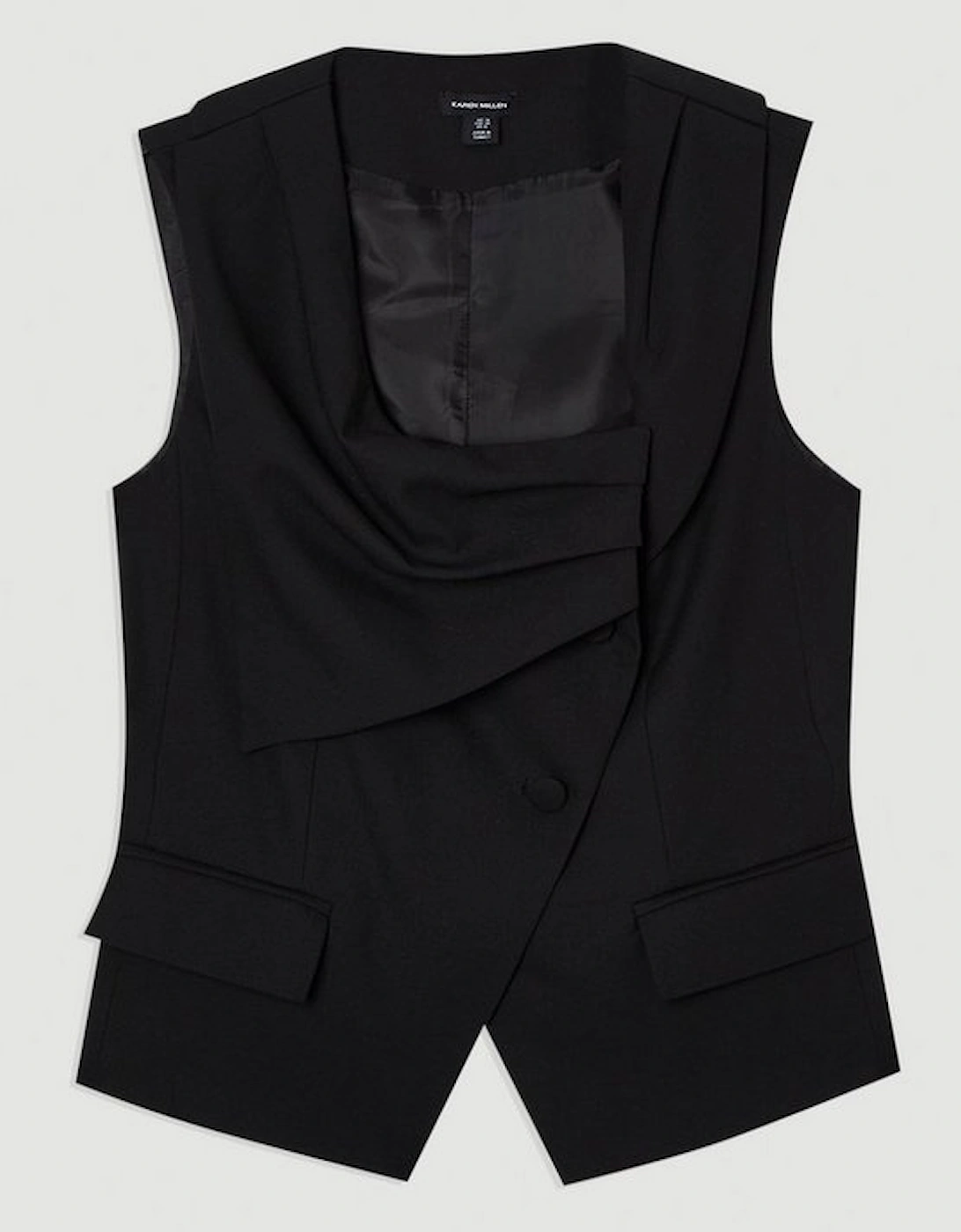 Tailored Drape Detail Sleeveless Jacket