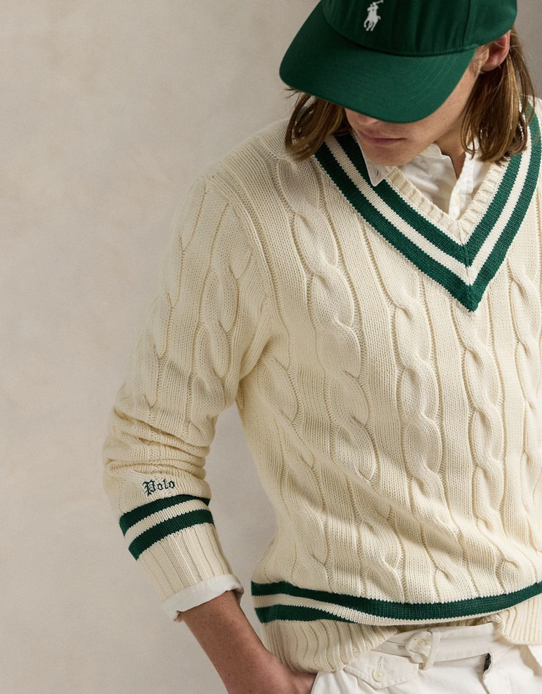 Ralph Lauren Iconic Cricket Sweater - Cricket Cream/New forest