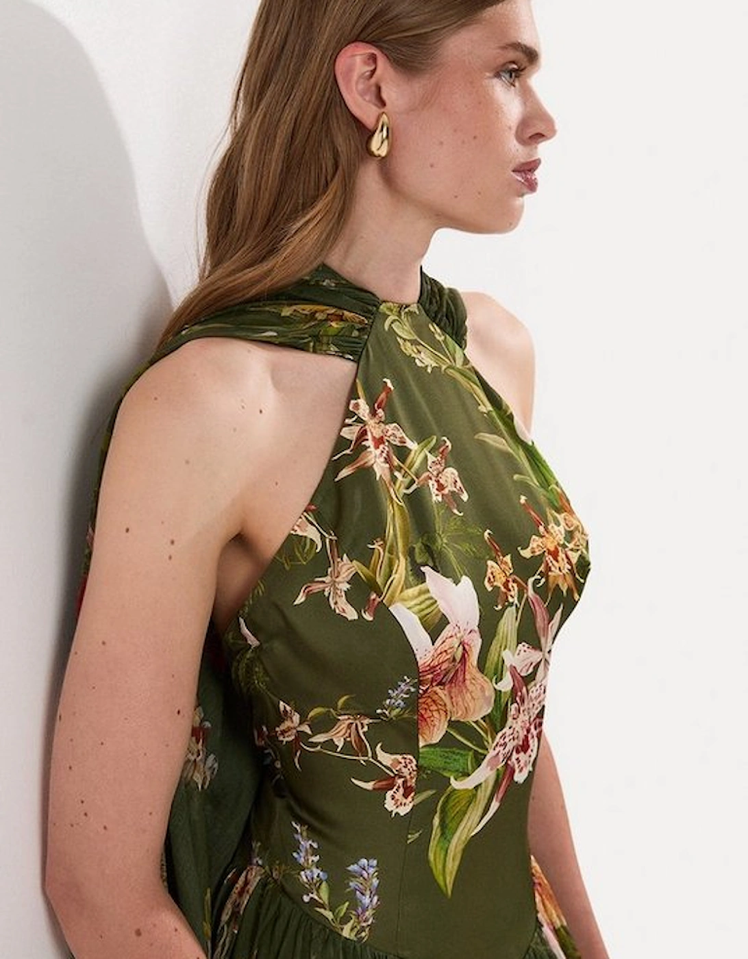 Tall Garden Floral Viscose Georgette Satin Mix Slip Maxi Dress