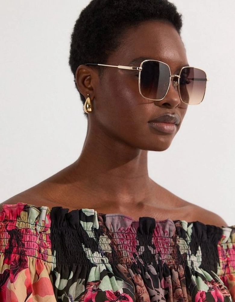Voile Mirrored Floral Woven Bardot Playsuit