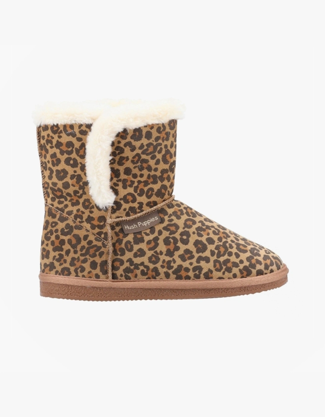 Women's Hush Puppies ASHLEIGH Womens Suede Boot Slippers Leopard Print - Brown - Size: 6