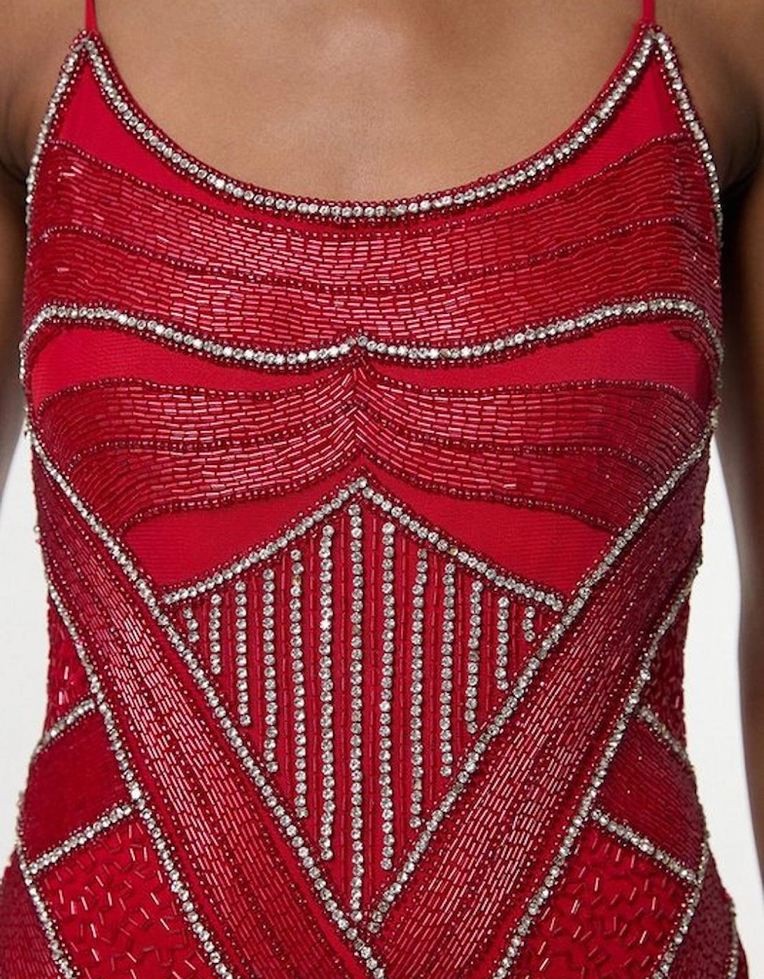 Crystal Beaded Strappy Woven Maxi Dress