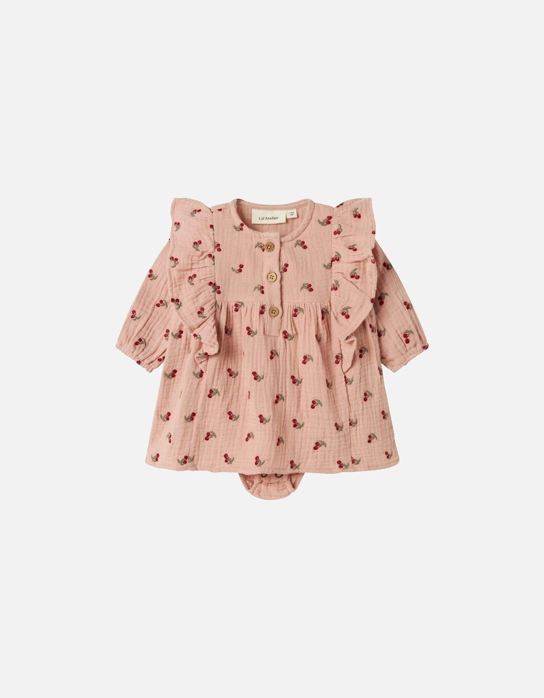 Baby Girls Cherry Embroidered Bodysuit Dress - Misty Rose, 2 of 1