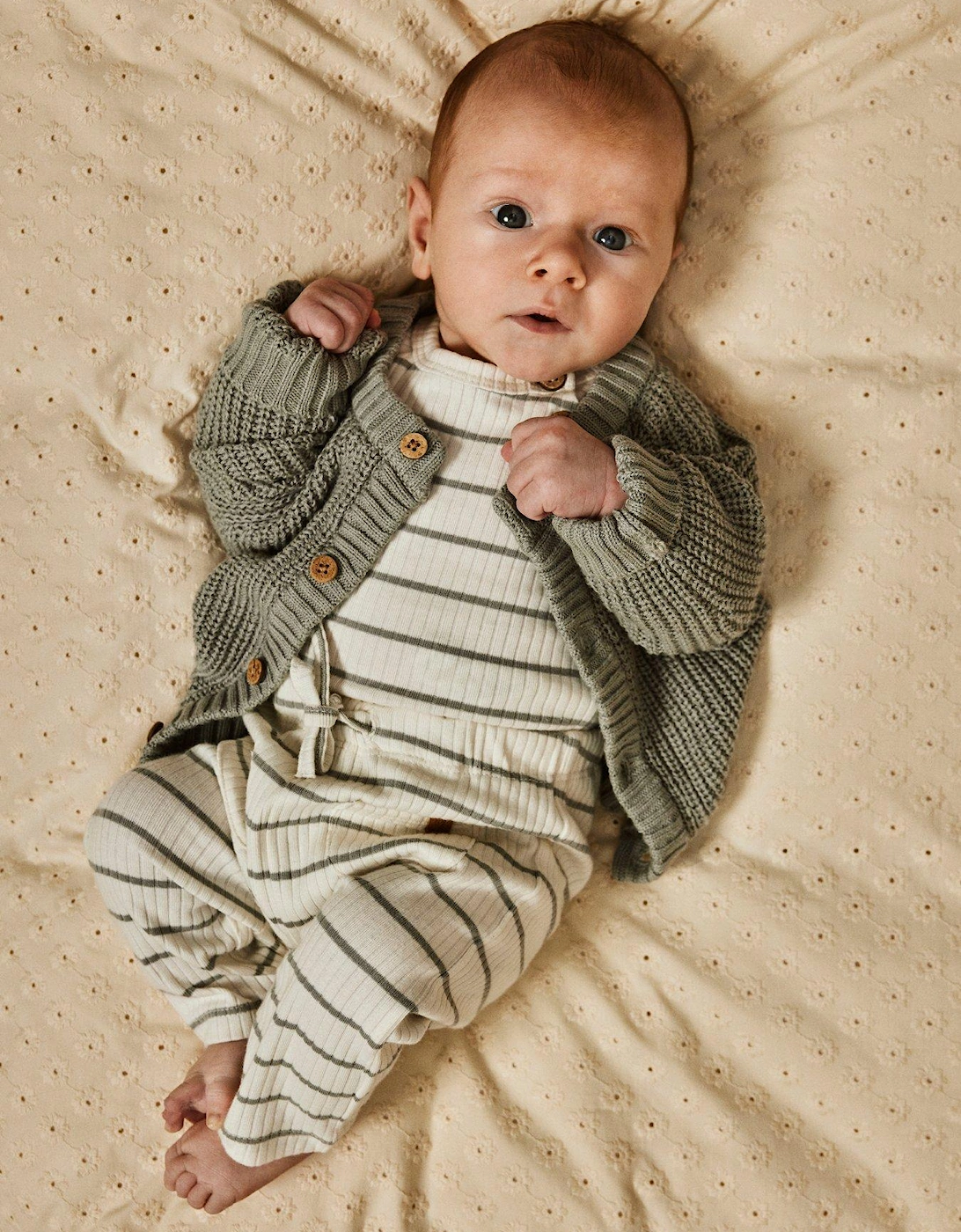Baby Boys Striped Long Sleeve Bodysuit - Coconut Milk, 2 of 1
