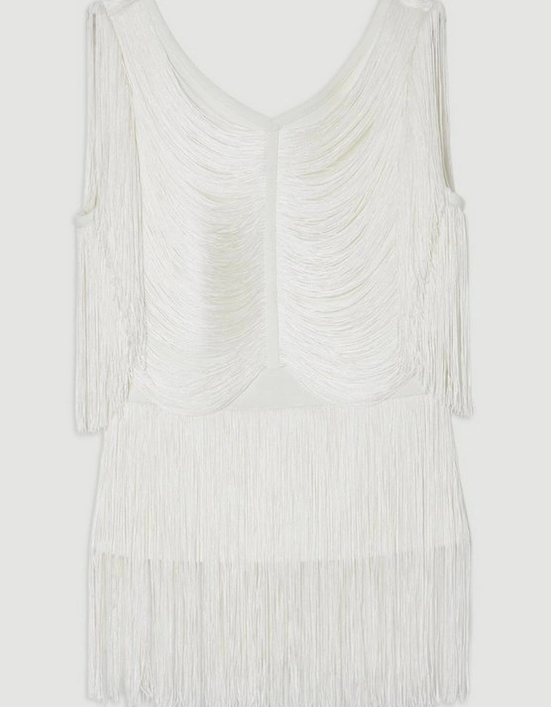 Draped Fringe Knitted Top
