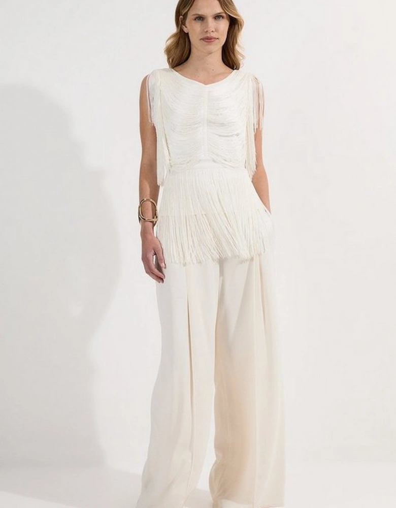 Draped Fringe Knitted Top