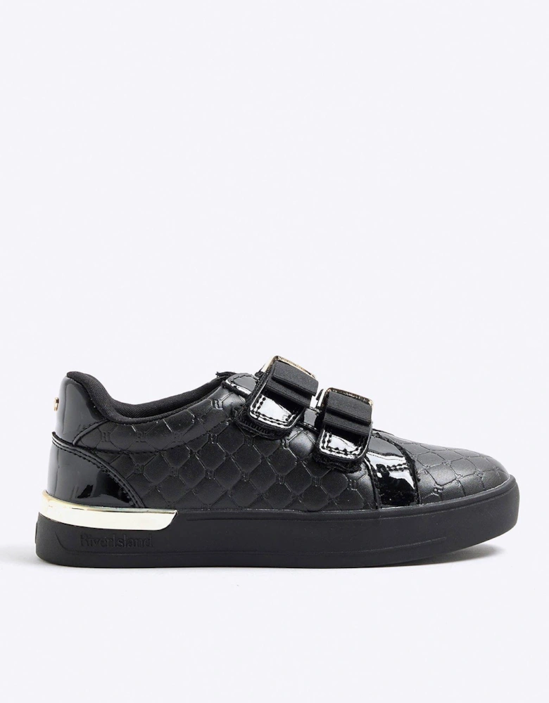 Mini Girls Double Bow Plim Shoes - Black