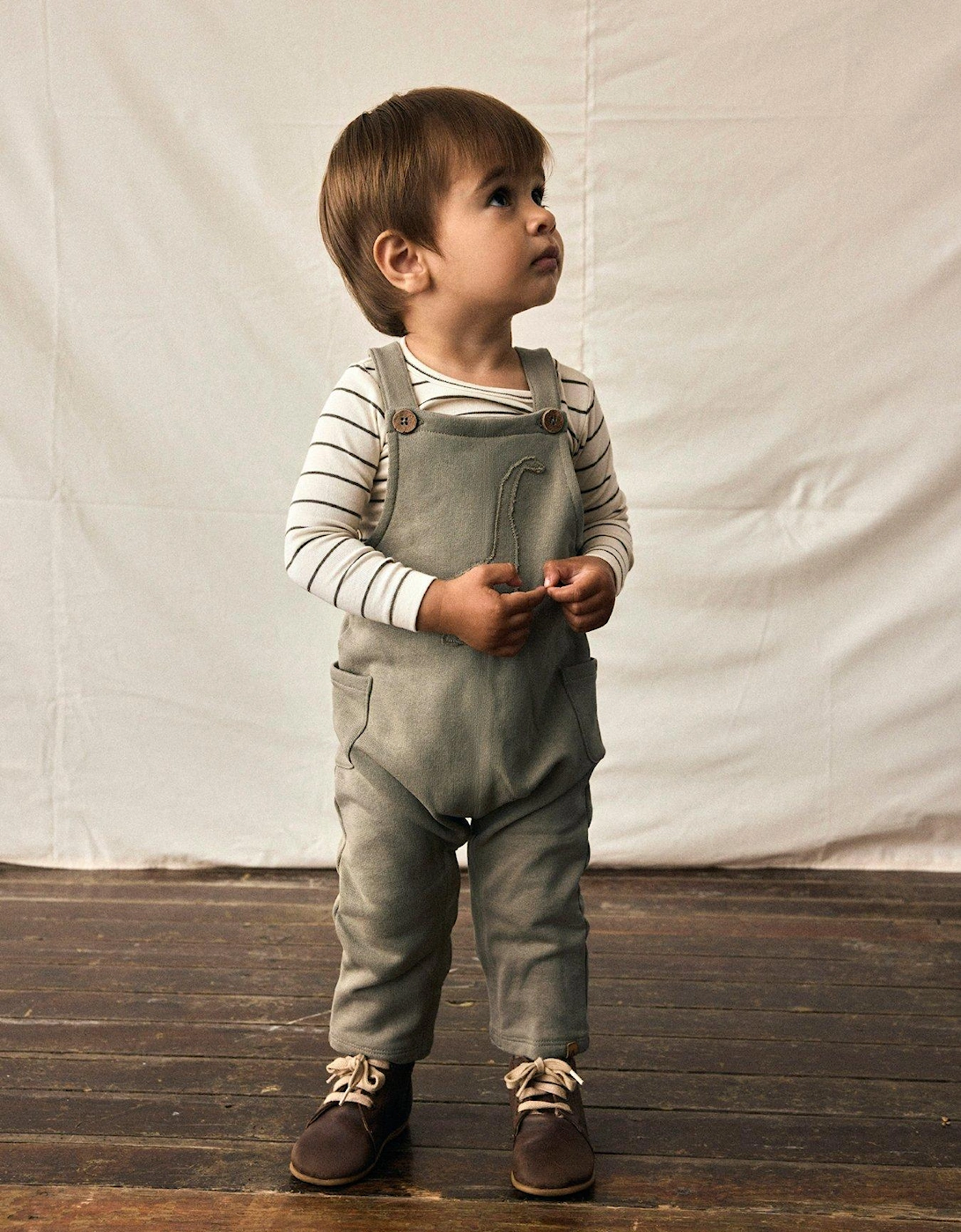 Baby Boys Dino Embroidered Sweat Dungarees - Overland Trek, 2 of 1