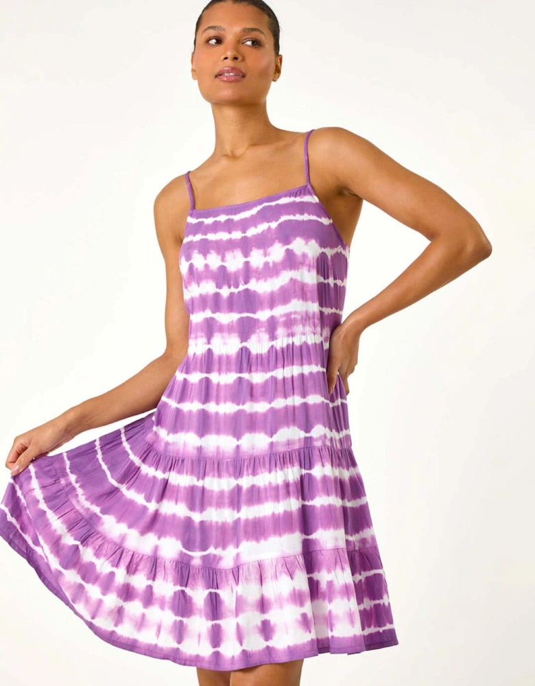 Tie Dye Print Tiered Dress