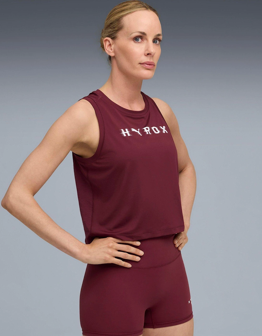 Womens X Hyrox Cloudspun Thermoadapt Crop Tank - Burgundy, 2 of 1