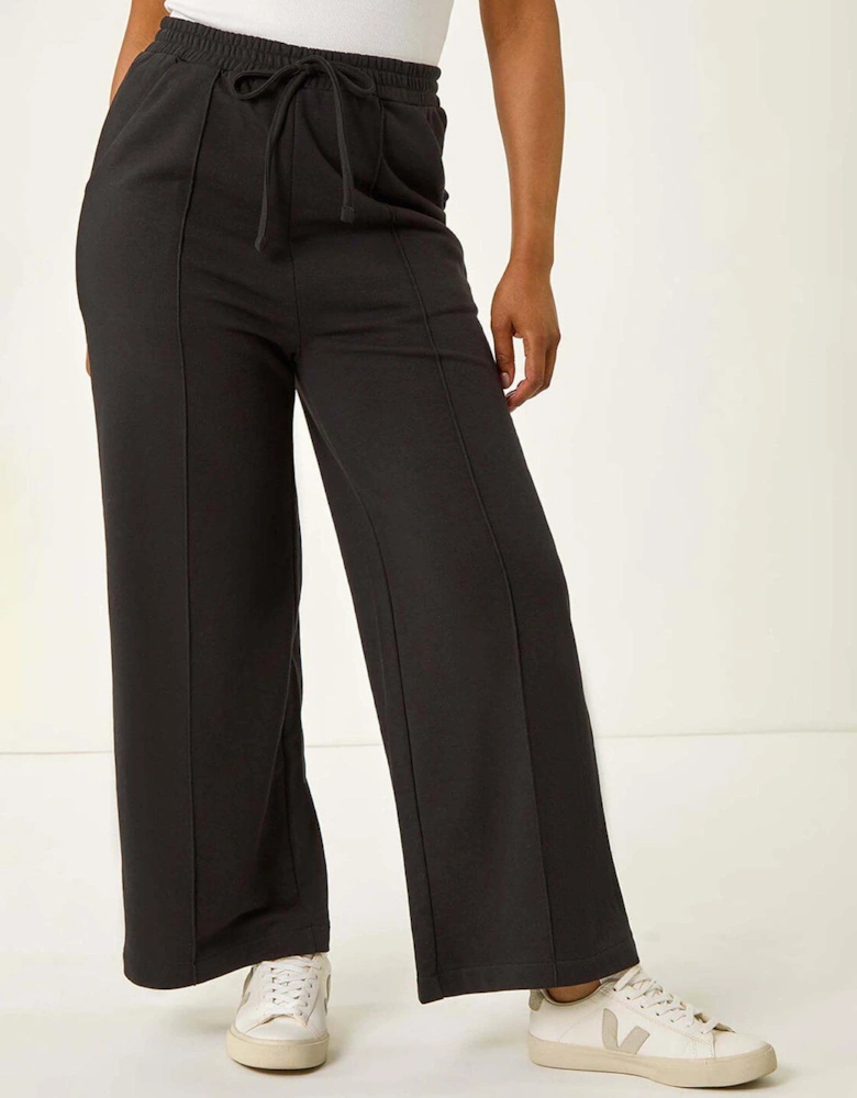 Petite Pintuck Tie Front Joggers - Black