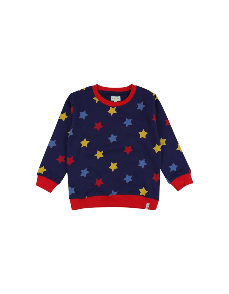 Boys Star Print Sweatshirt - Navy
