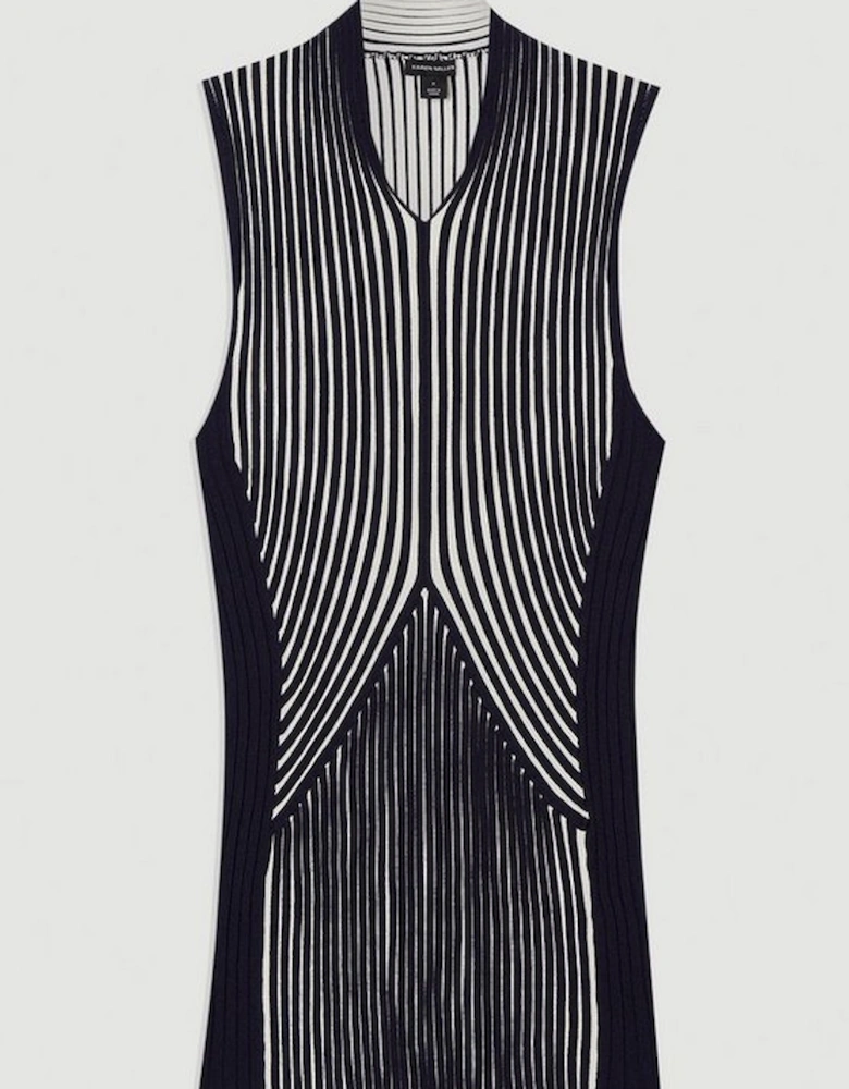 Stripe Fitted Sleeveless Knitted Top