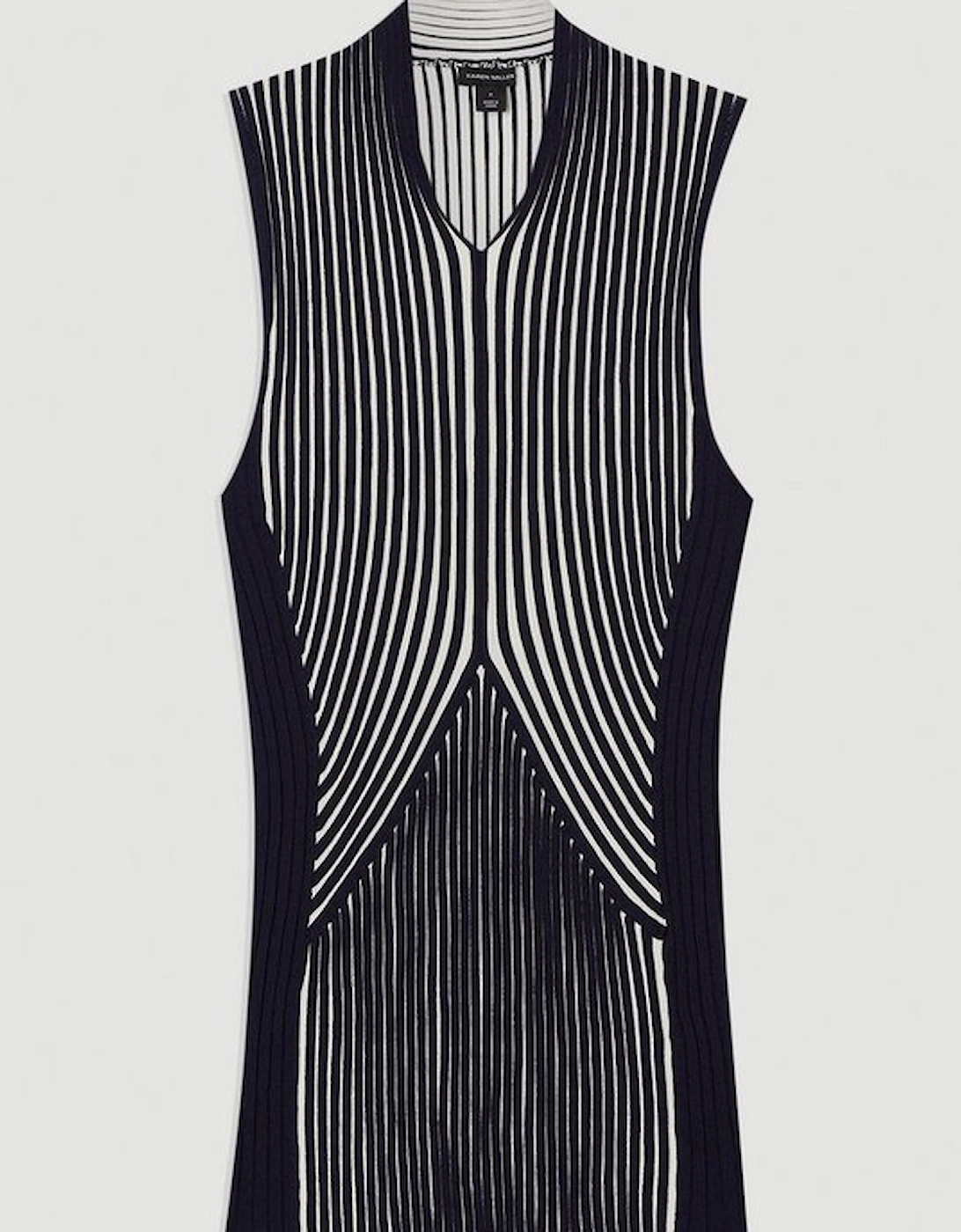 Stripe Fitted Sleeveless Knitted Top