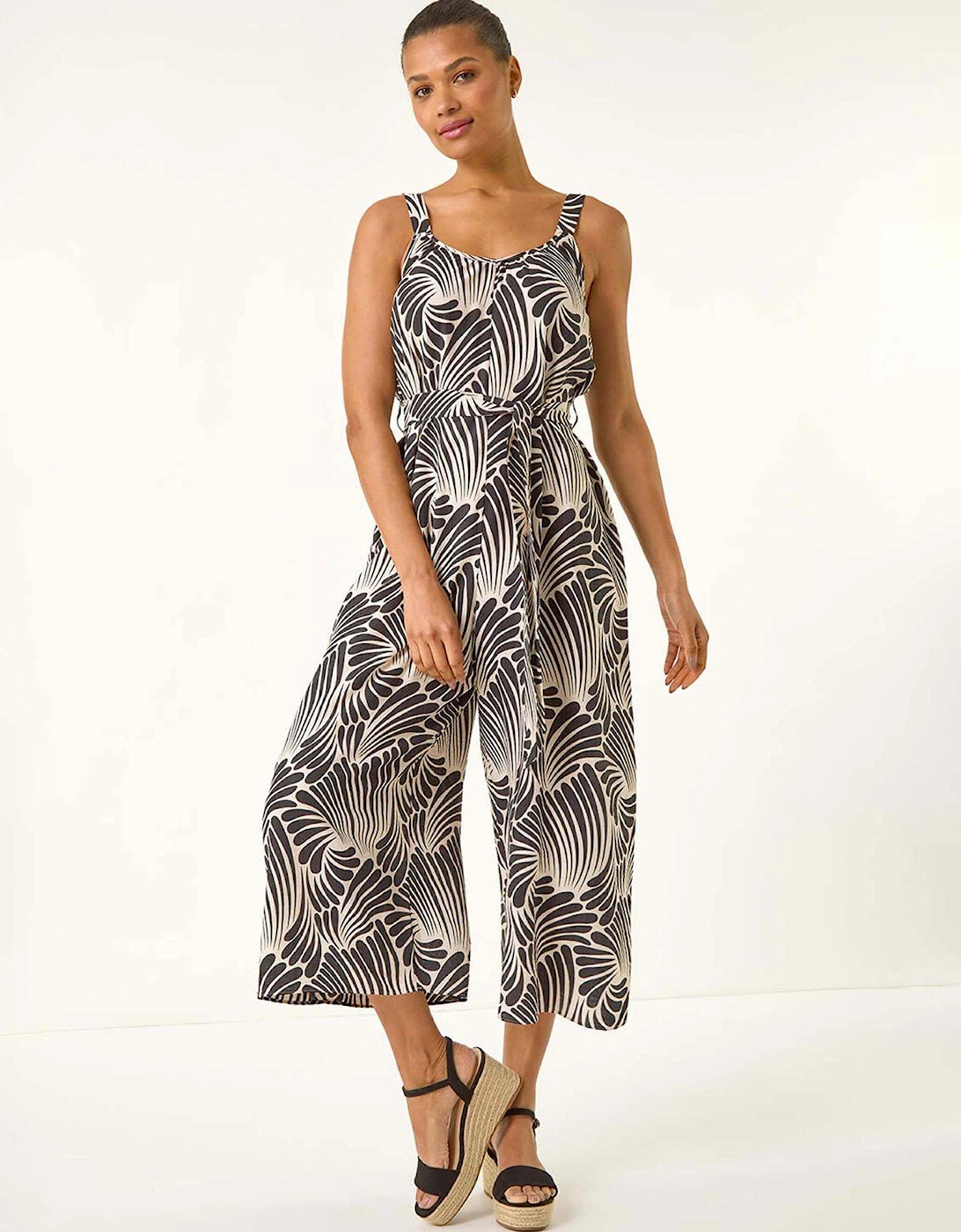 Abstract Strappy Jumpsuit - Black, 2 of 1