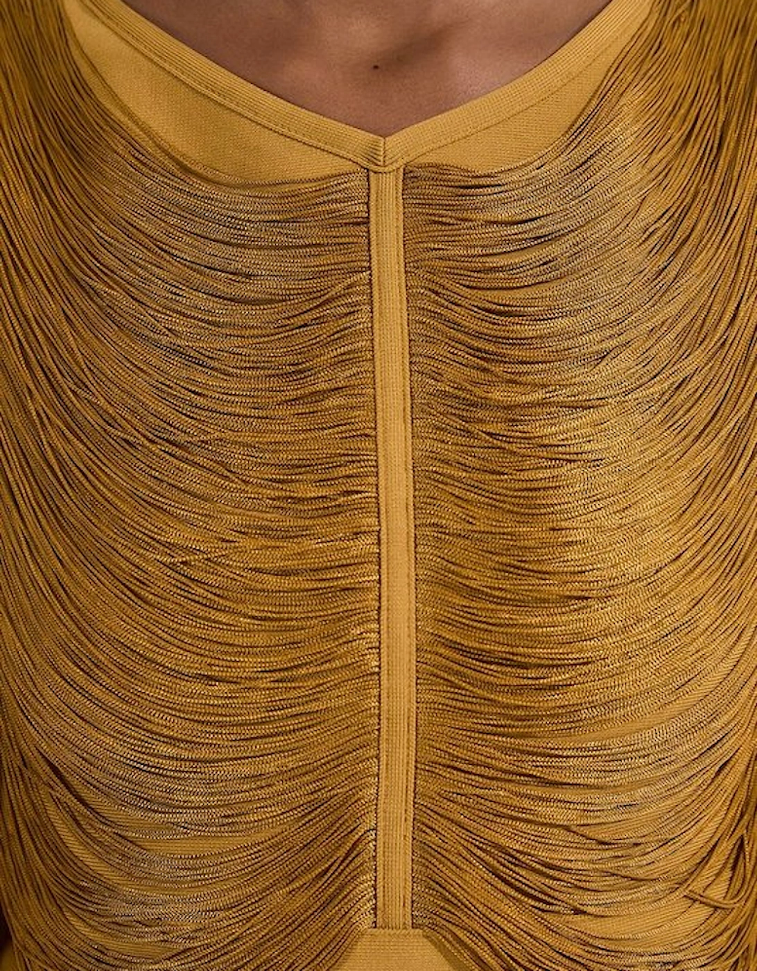 Draped Fringe Knitted Top