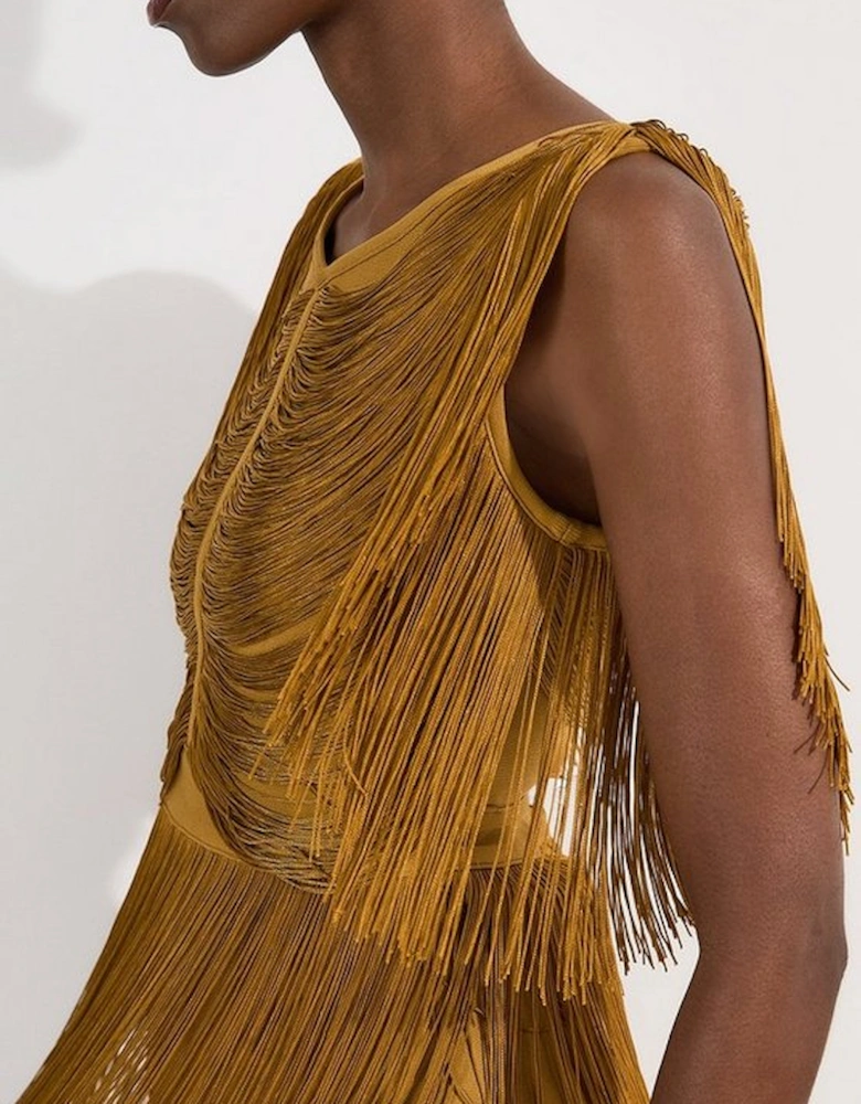 Draped Fringe Knitted Top