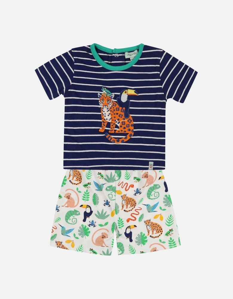Baby Boys Multicoloured Animal Safari Print Top And Short Set - Multi