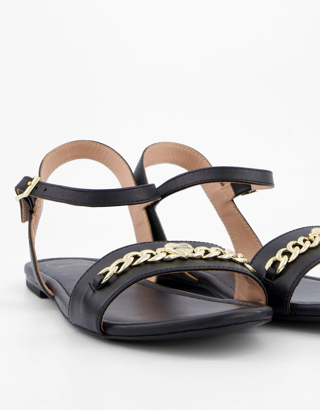 Leather Flat Sandal - Black