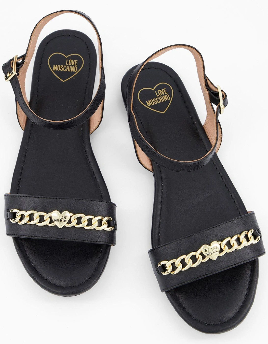 Leather Flat Sandal - Black