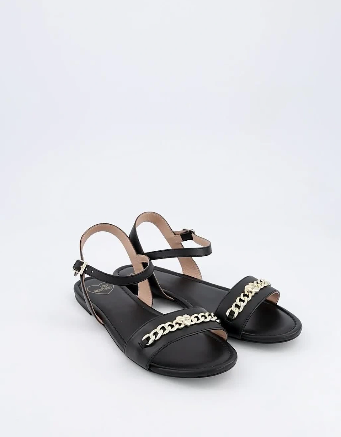 Leather Flat Sandal - Black