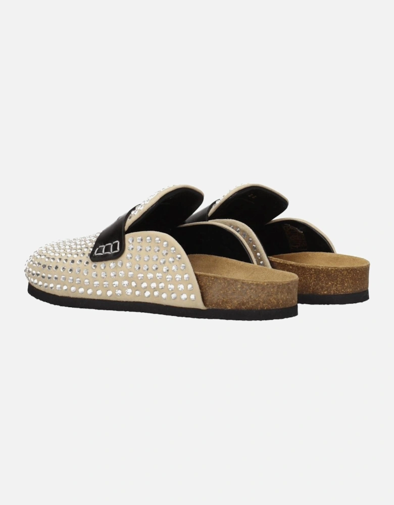 Suede Casual Slippers with Front Detail Women - Beige Sandals