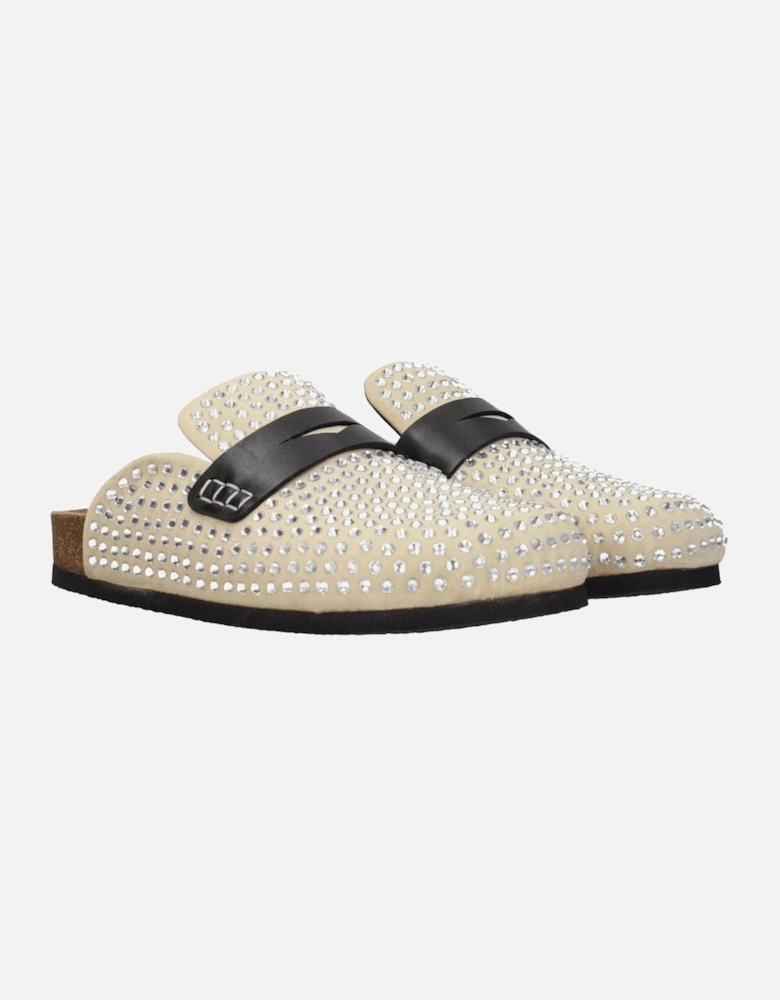 Suede Casual Slippers with Front Detail Women - Beige Sandals