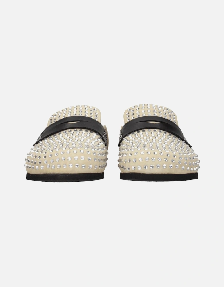 Suede Casual Slippers with Front Detail Women - Beige Sandals