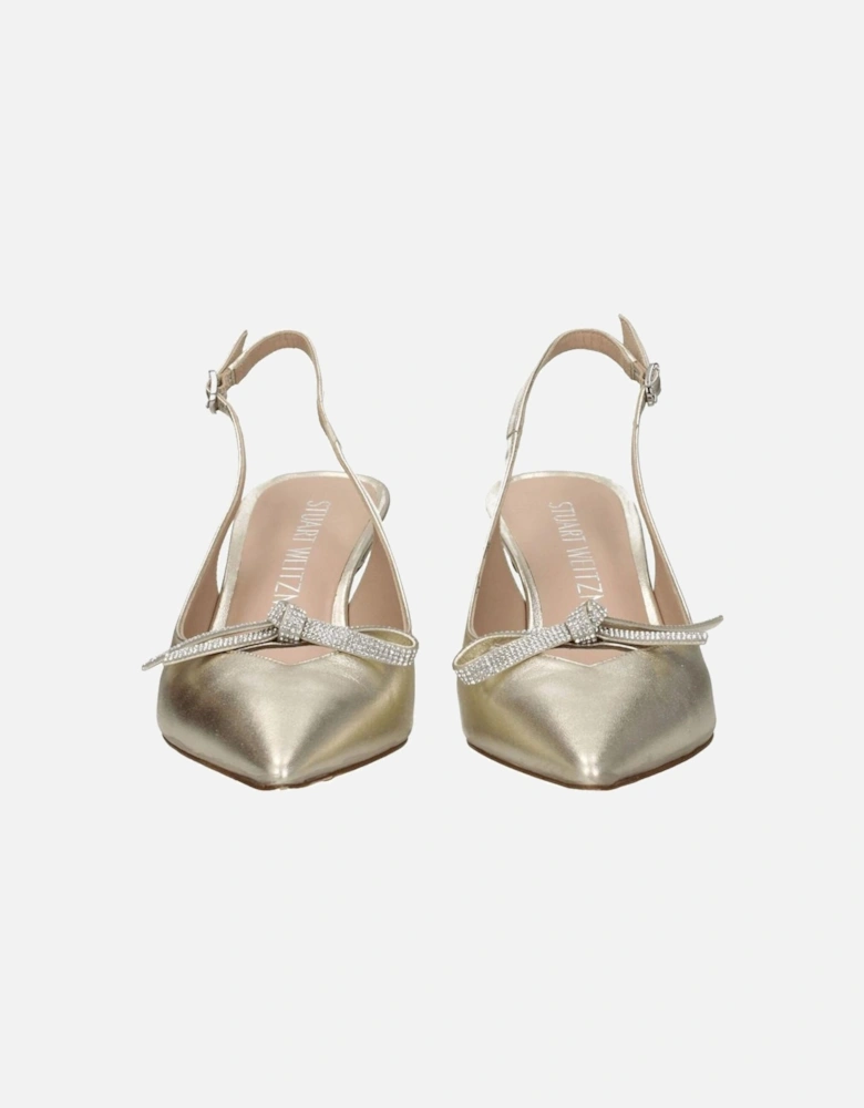 High Heel Leather Sandals with Buckle Closure Women - Gold