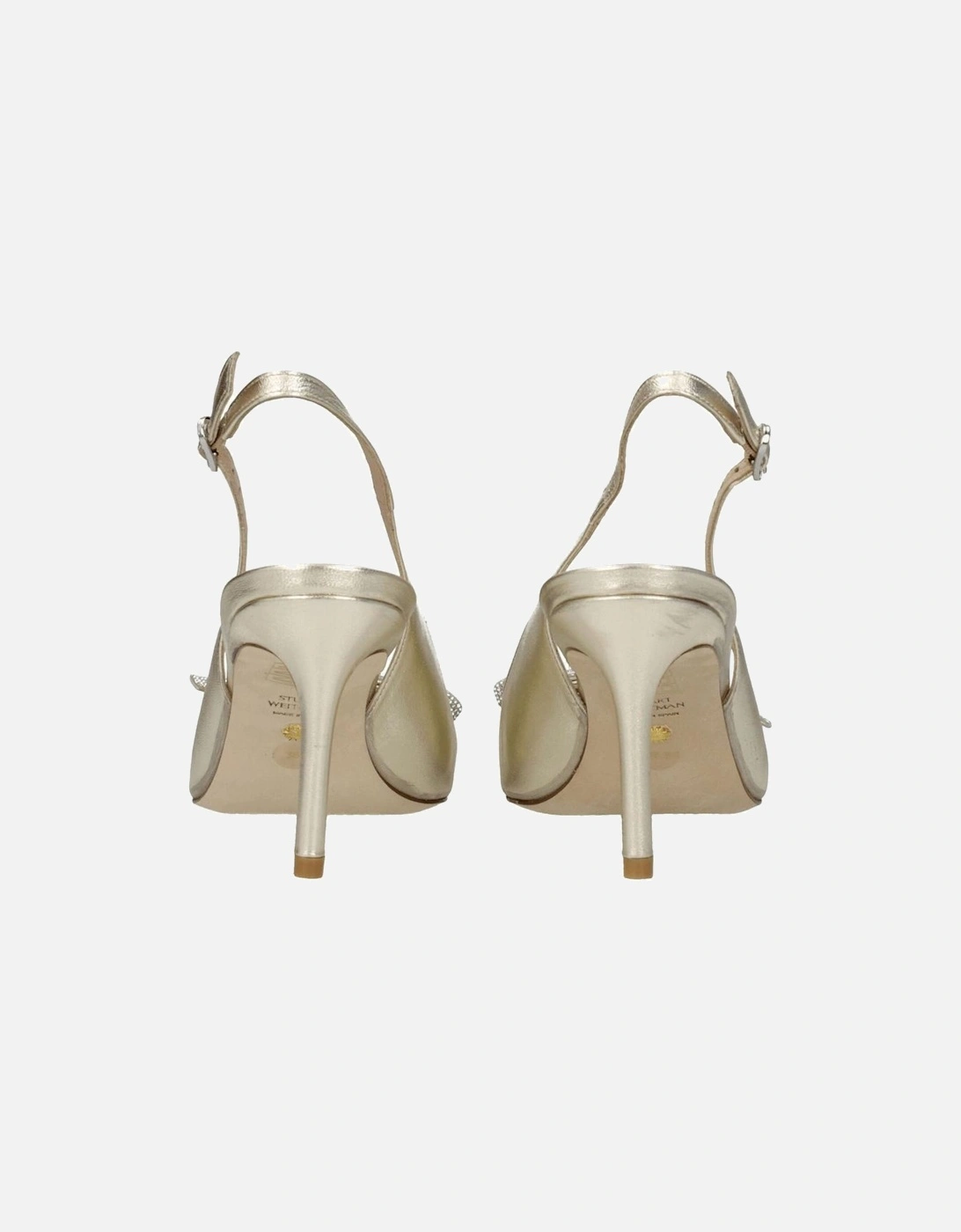 High Heel Leather Sandals with Buckle Closure Women - Gold