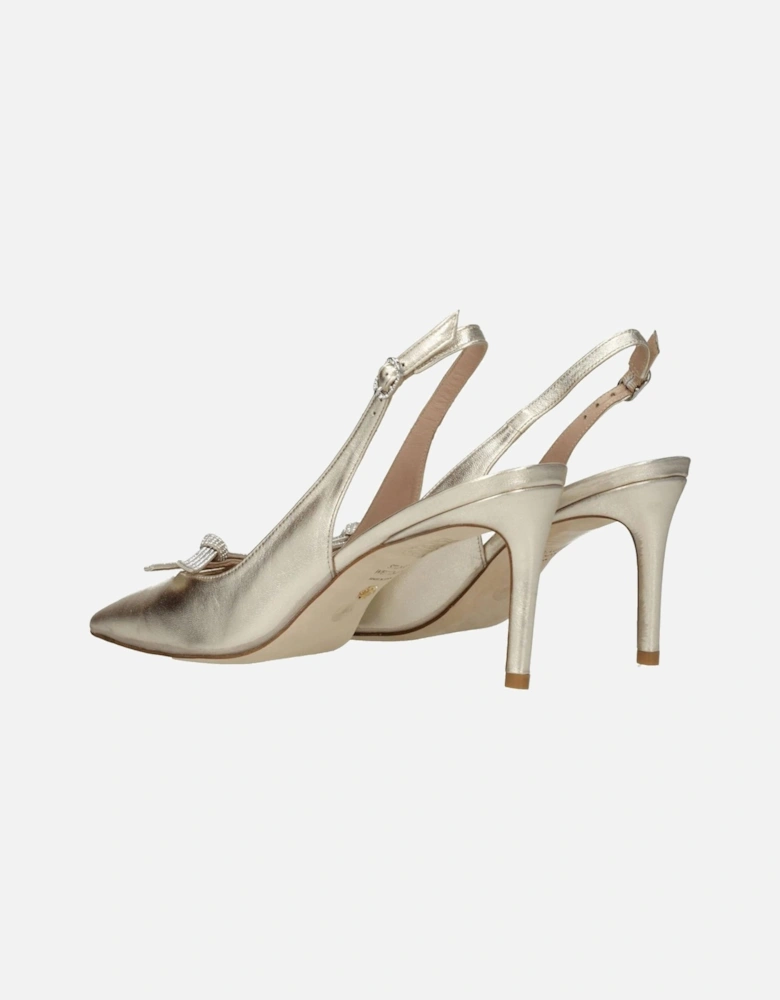 High Heel Leather Sandals with Buckle Closure Women - Gold