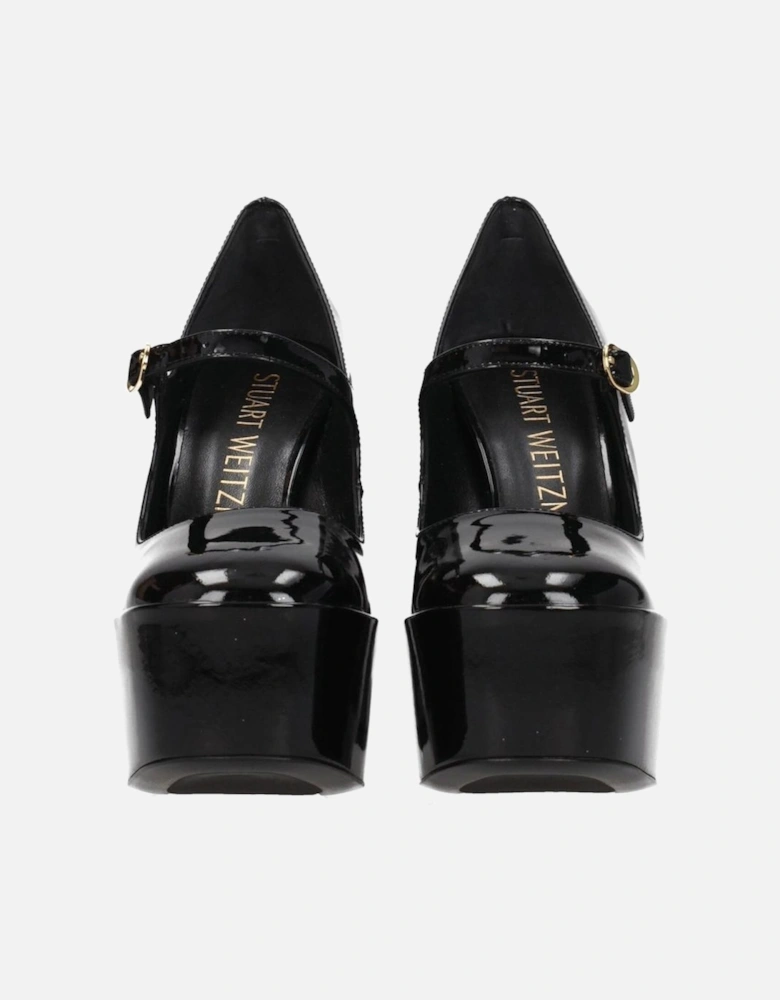 High Heel Patent Leather Sandals with Buckle Closure Women - Black