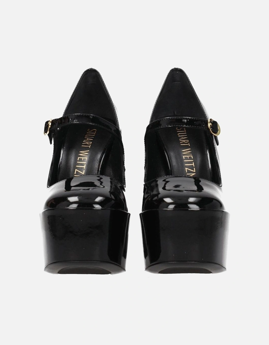 High Heel Patent Leather Sandals with Buckle Closure Women - Black