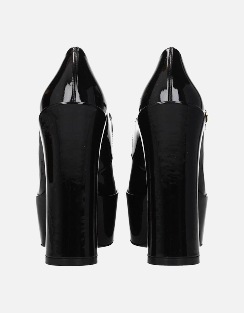High Heel Patent Leather Sandals with Buckle Closure Women - Black