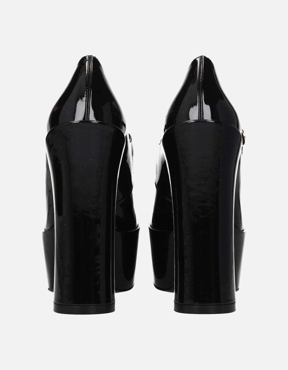 High Heel Patent Leather Sandals with Buckle Closure Women - Black