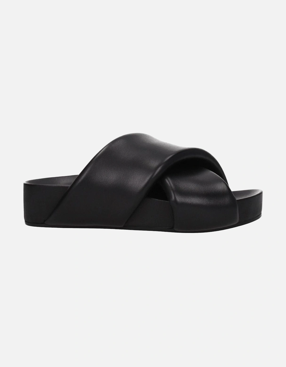 Vintage Effect Leather Mid Heel Slippers Women - Black Sandals, 5 of 4