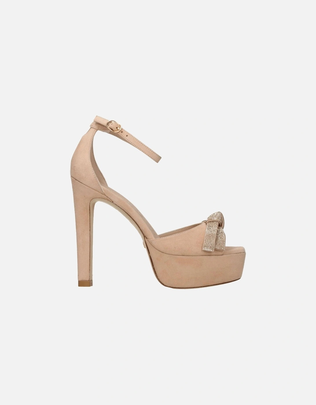 High Heel Suede Sandals with Buckle Closure Women - Beige, 6 of 5