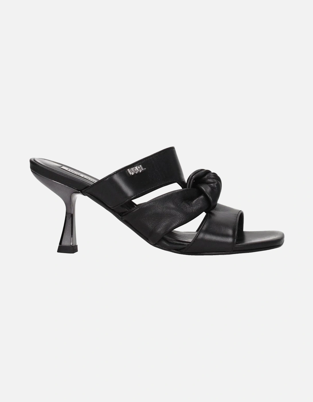 Vintage Effect Leather Sandals with Front Logo Women - Black, 6 of 5