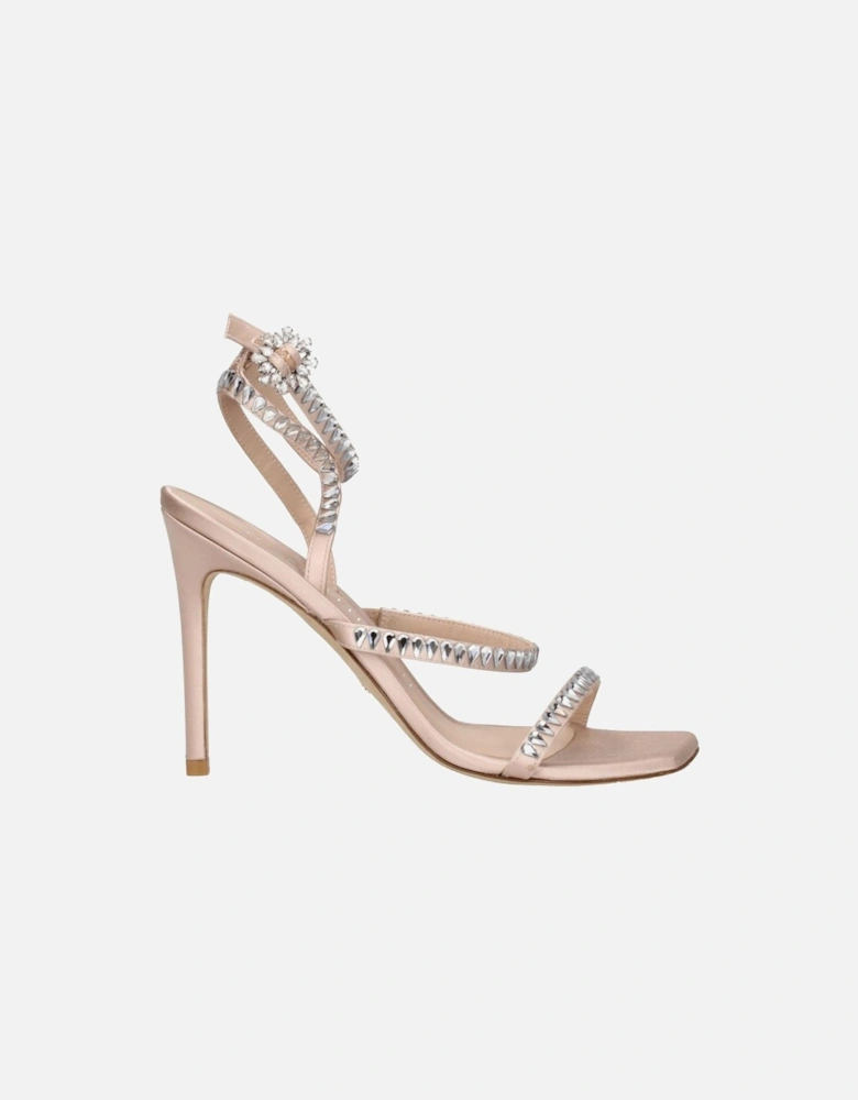 Rhinestone Satin High Heel Sandals Women - Pink