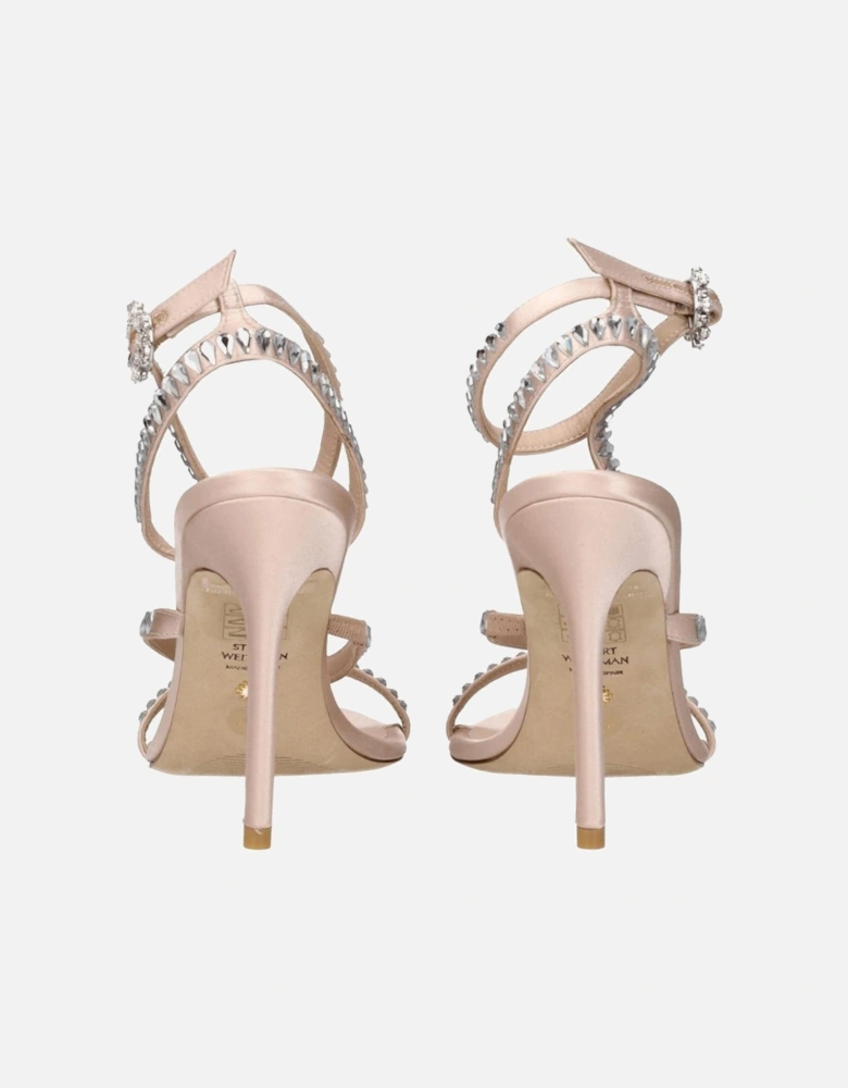 Rhinestone Satin High Heel Sandals Women - Pink