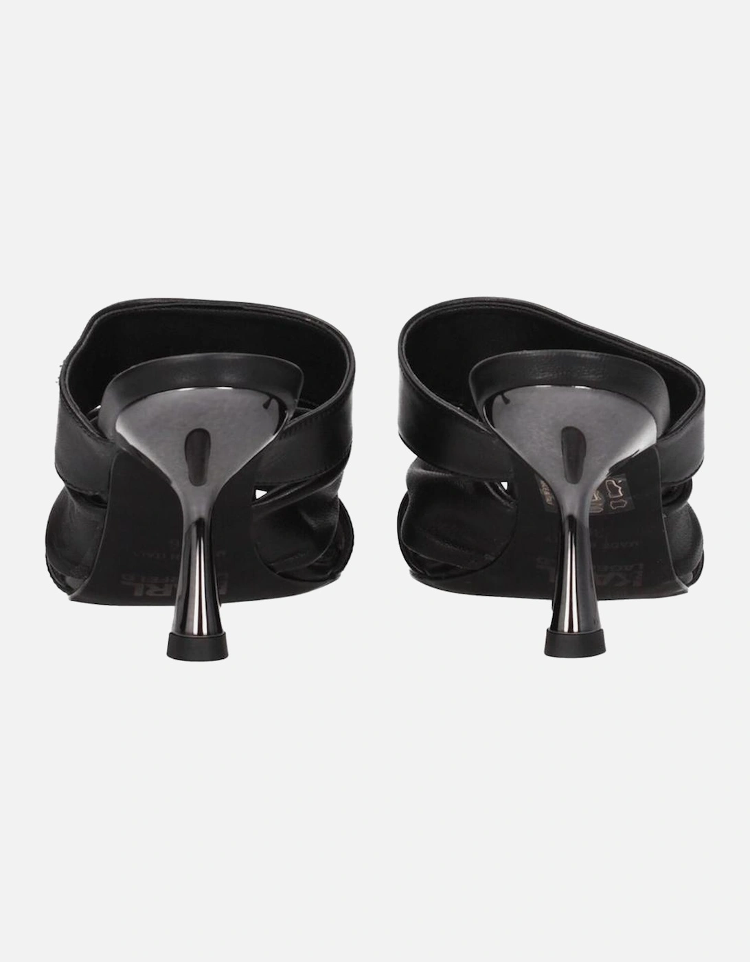 Vintage Effect Leather Sandals with Front Logo Women - Black