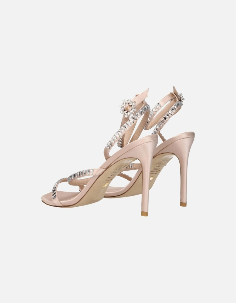 Rhinestone Satin High Heel Sandals Women - Pink