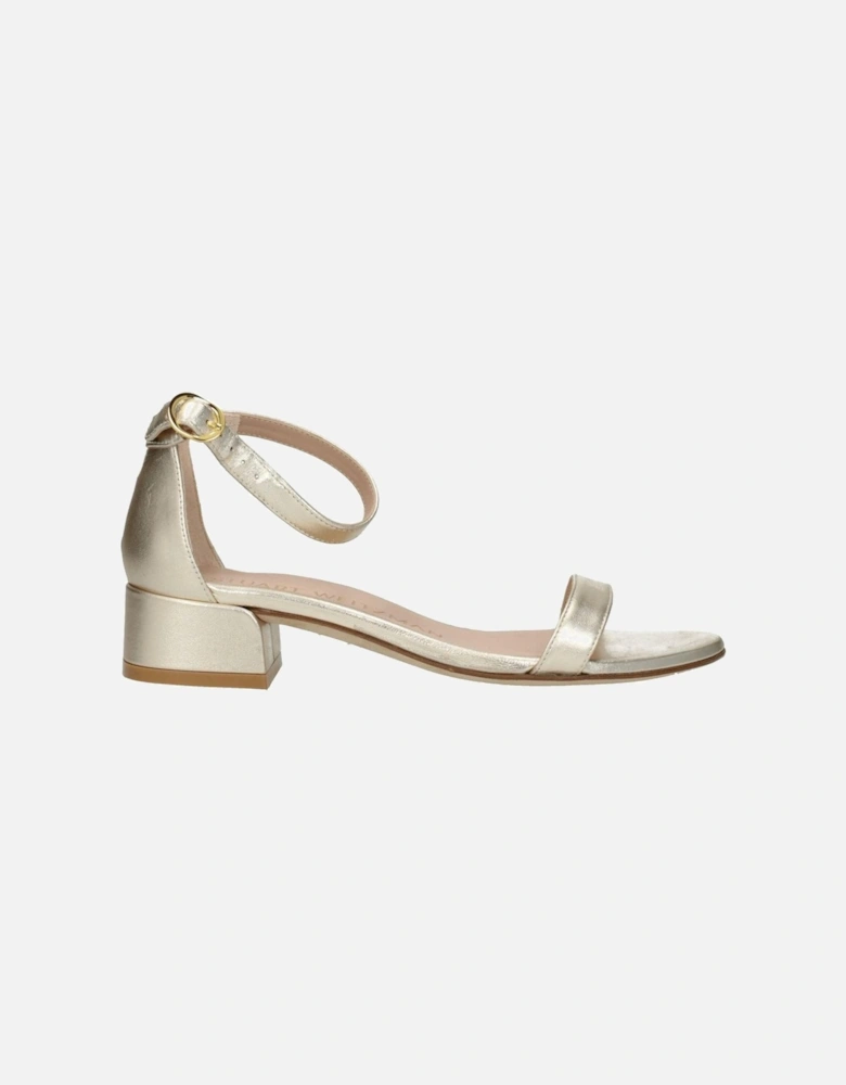 Leather Mid Heel Open Toe Sandals Women - Gold