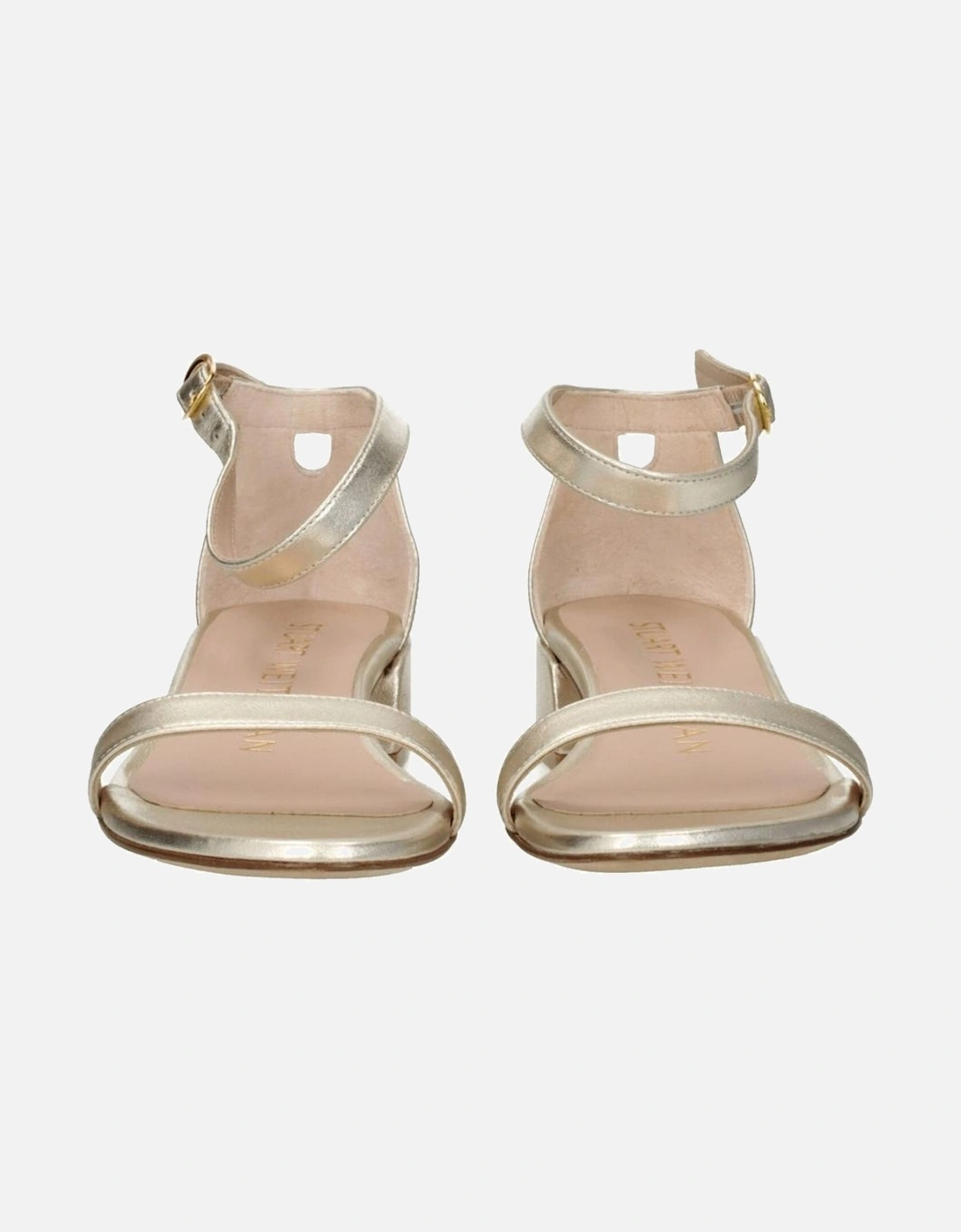 Leather Mid Heel Open Toe Sandals Women - Gold