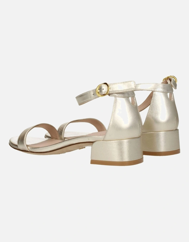 Leather Mid Heel Open Toe Sandals Women - Gold